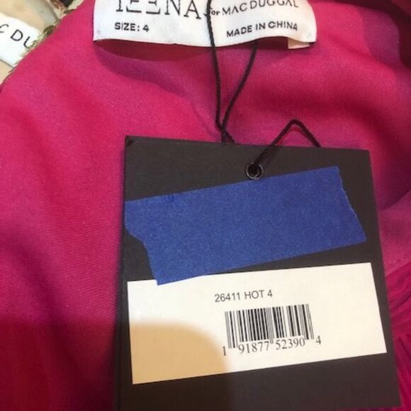 NEW | Mac Duggal 26411 Pleated Bell Sleeve Chiffon Hot Pink Mini Dress Size 4 - Picture 5 of 5